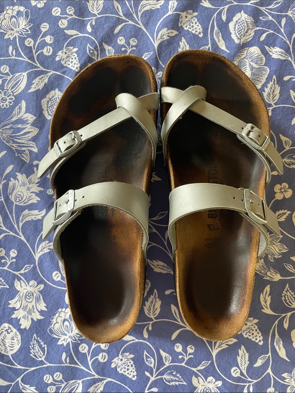 Birkenstock Mayari Silver Double-Buckle Crisscross Sandals
